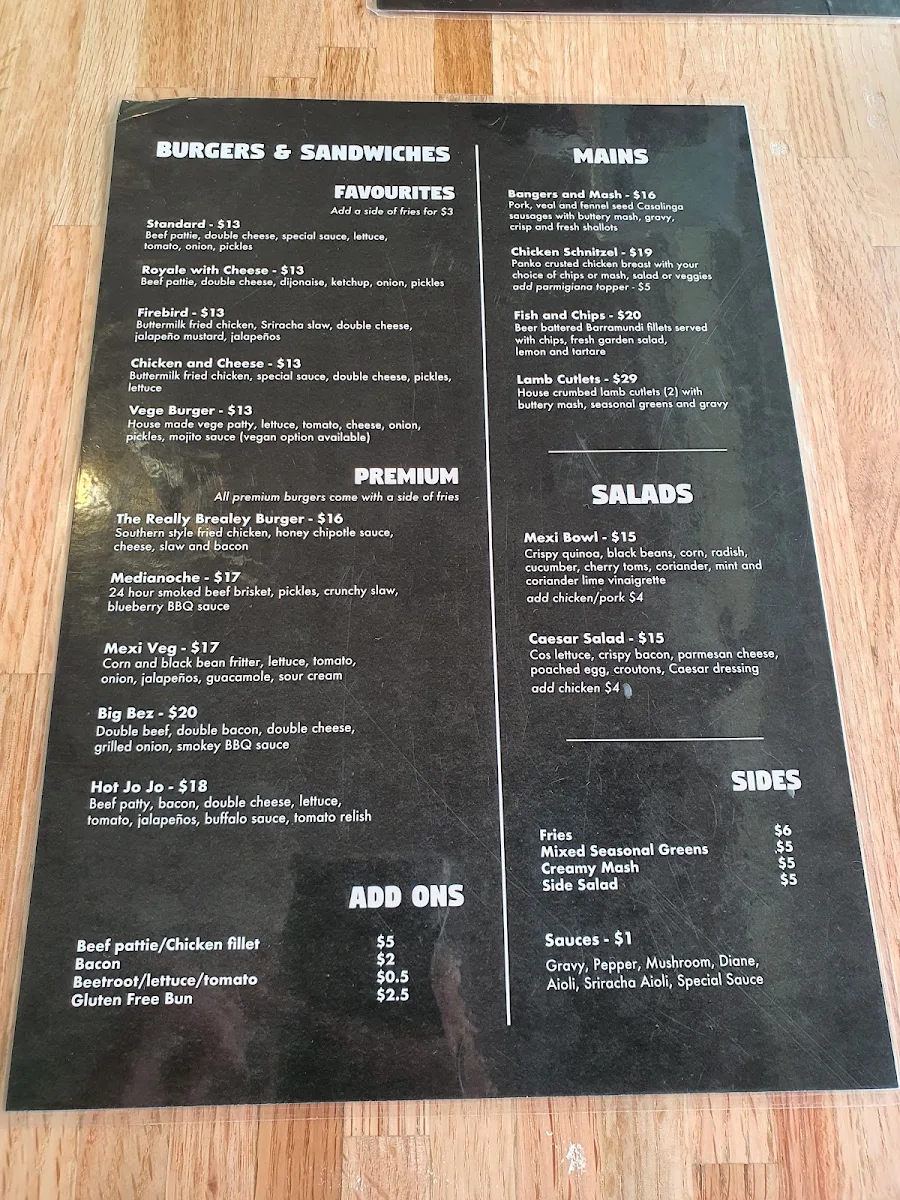 Menu, Little Castro