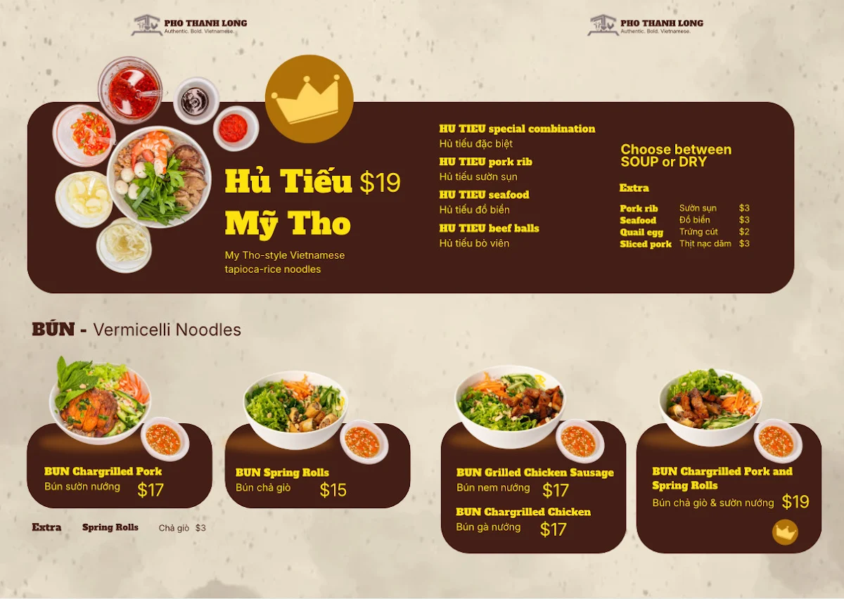 Menu, Pho Thanh Long