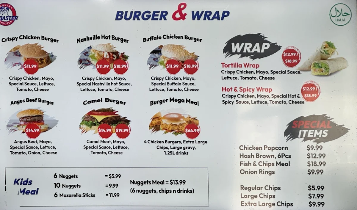 Menu, Broaster Chicken Brighton