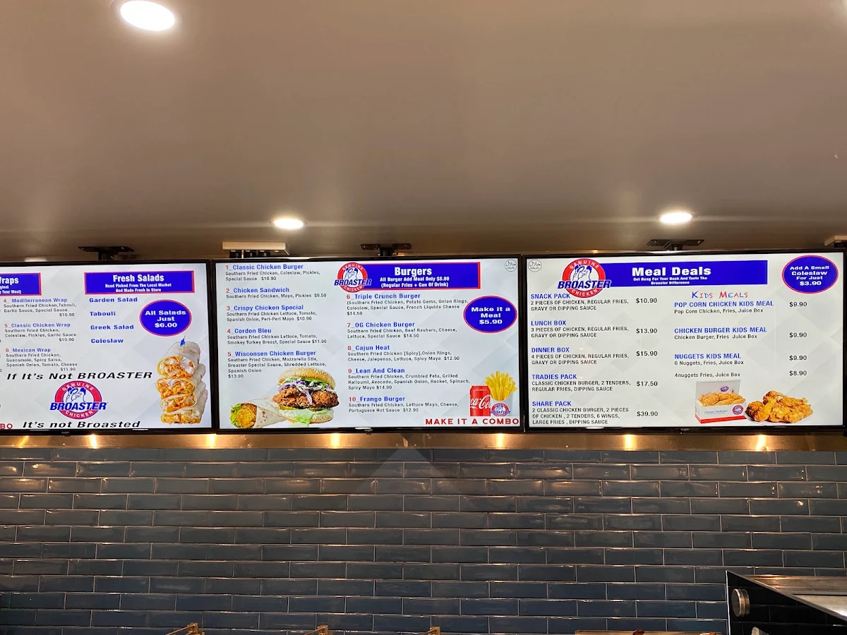 Menu, Broaster Chicken Brighton