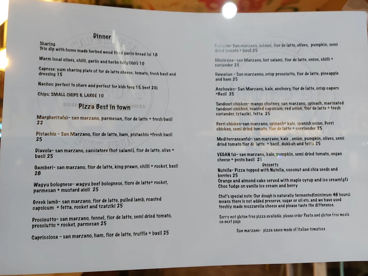 Menu, Guru's Cafeteria