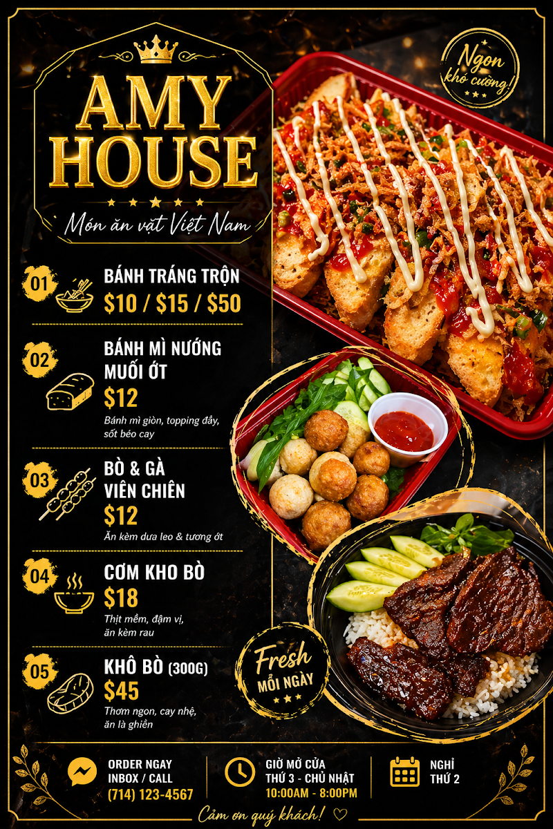 Menu, Amy House
