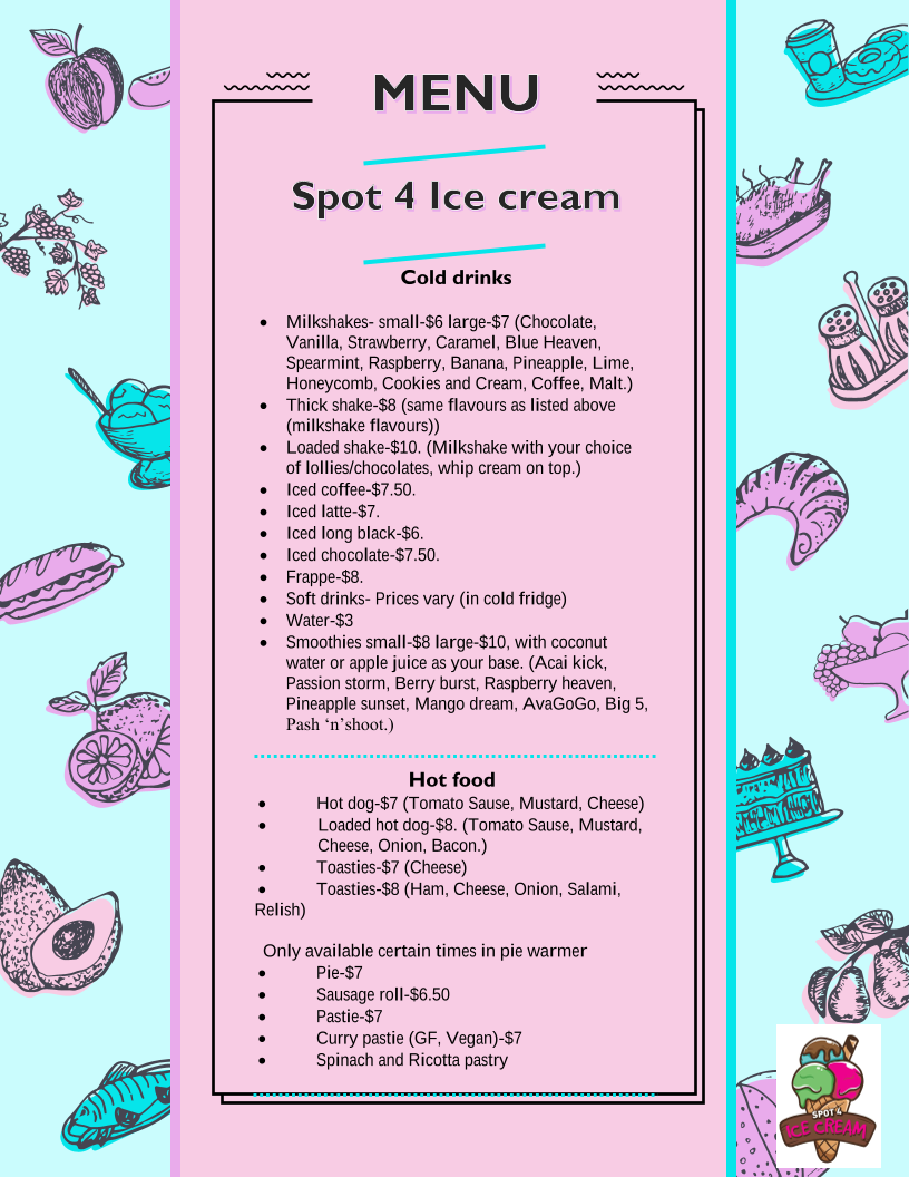 Menu, Spot 4 Icecream