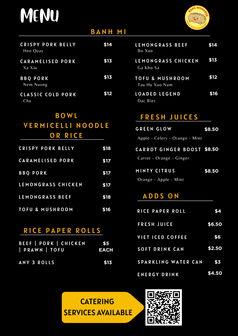 Menu, Bami Wonders