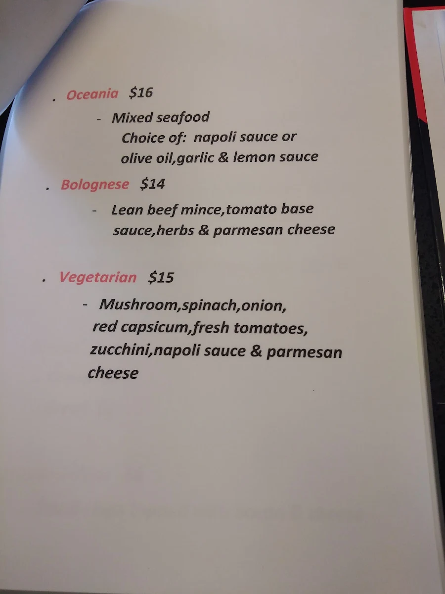 Menu, Flames Pizza - St Kilda