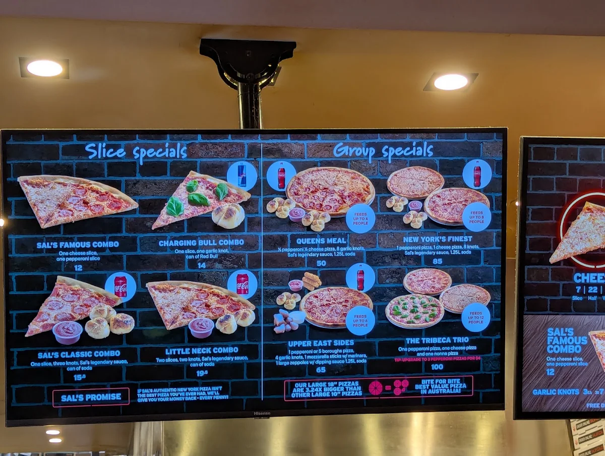Menu, Sal's Authentic New York Pizza - Flinders Lane