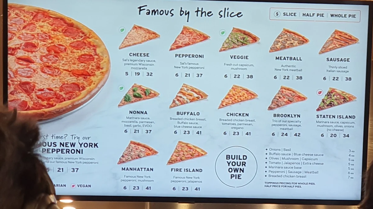 Menu, Sal's Authentic New York Pizza - Flinders Lane