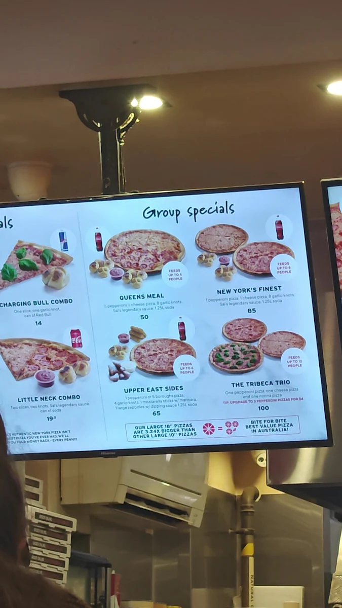 Menu, Sal's Authentic New York Pizza - Flinders Lane