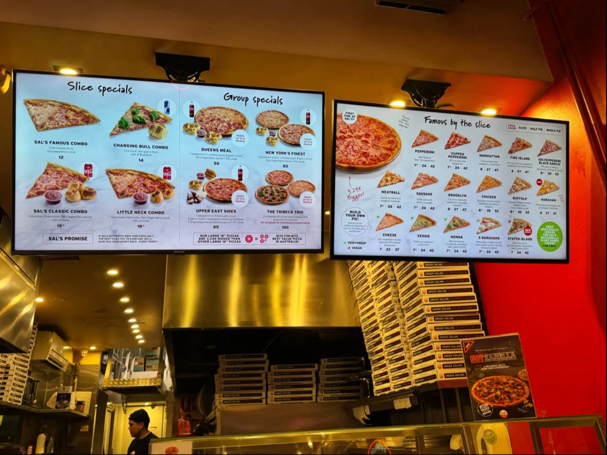 Menu, Sal's Authentic New York Pizza - Flinders Lane