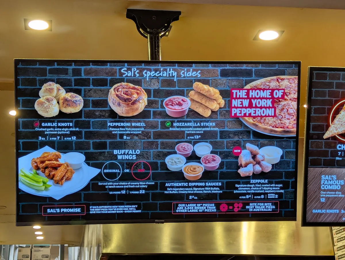 Menu, Sal's Authentic New York Pizza - Flinders Lane