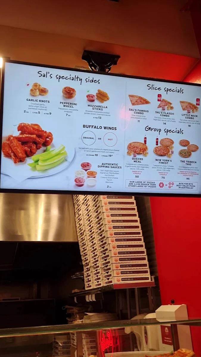 Menu, Sal's Authentic New York Pizza - Flinders Lane