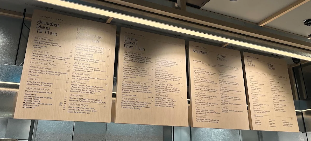 Menu, The Gardens