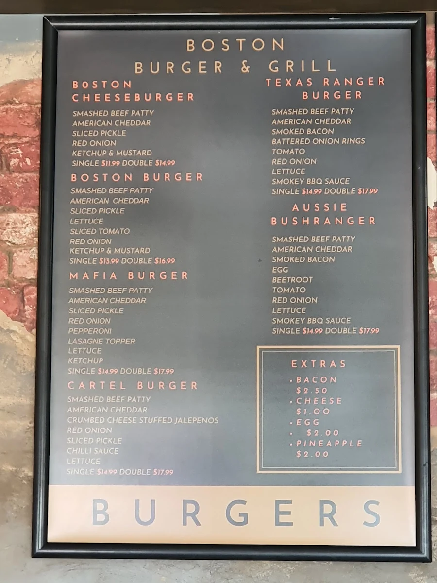 Menu, Boston Burger & Grill Waikiki