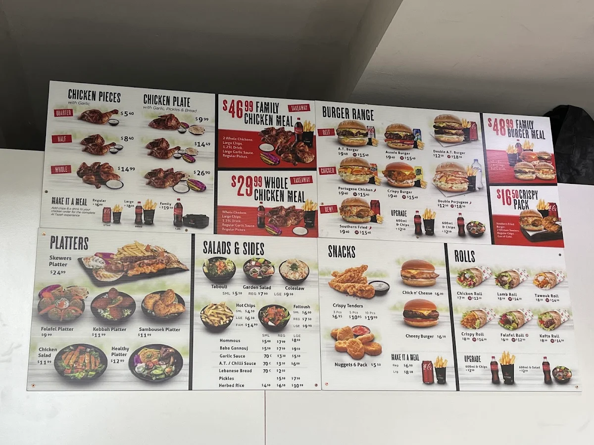 Menu, Al Tazah Charcoal Chicken - Regents Park
