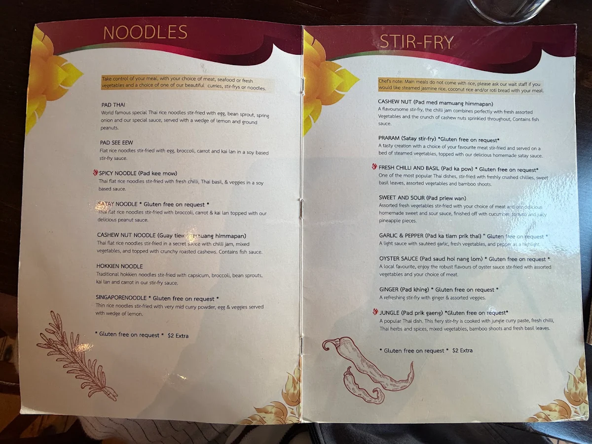 Menu, Lemongrass Thai Port Fairy