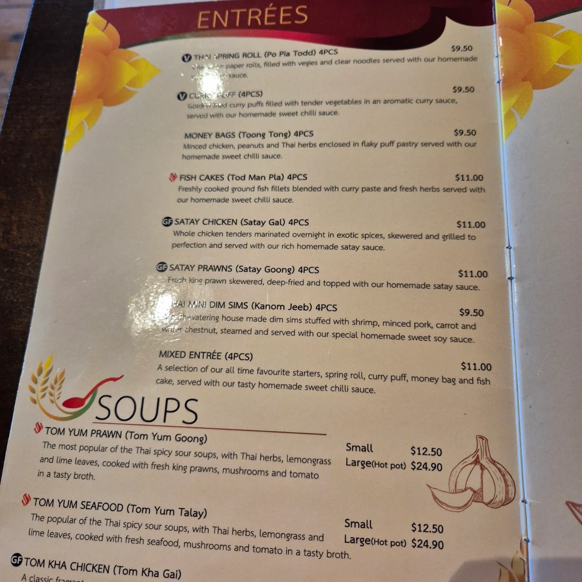 Menu, Lemongrass Thai Port Fairy