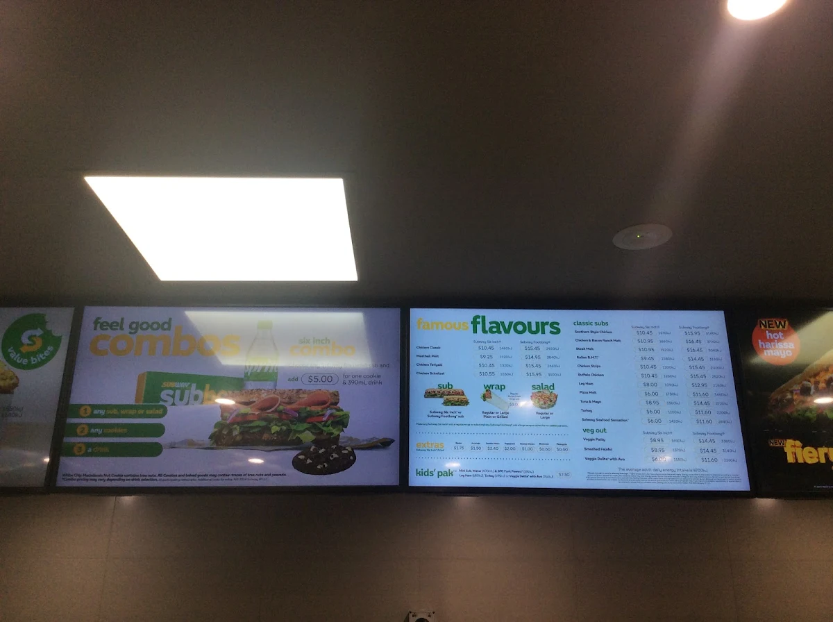 Menu, Subway Mooroolbark