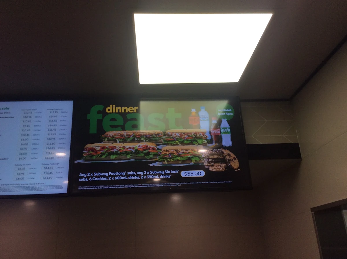 Menu, Subway Mooroolbark