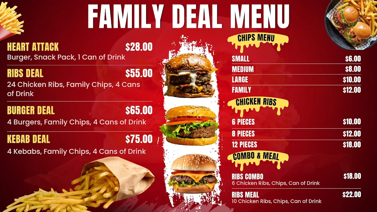 Menu, Bankstown Burger and Kebabs