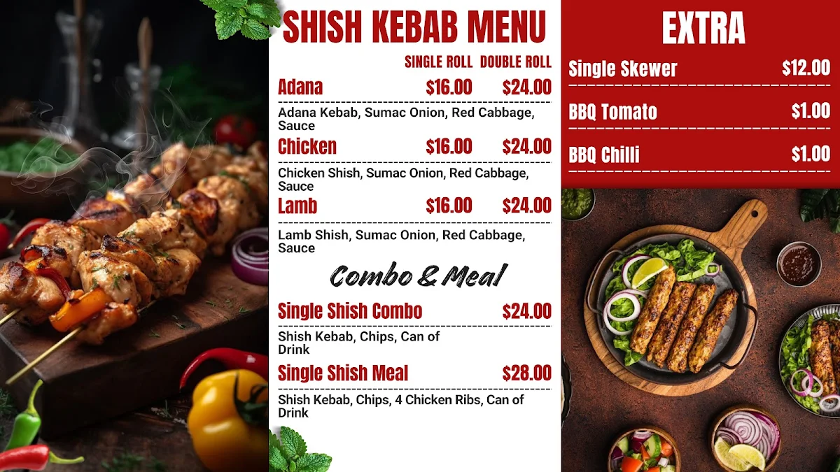 Menu, Bankstown Burger and Kebabs