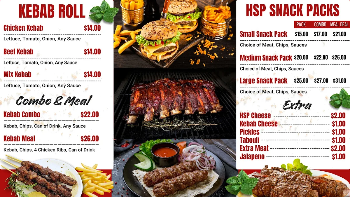 Menu, Bankstown Burger and Kebabs