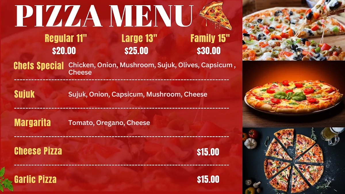 Menu, Bankstown Burger and Kebabs