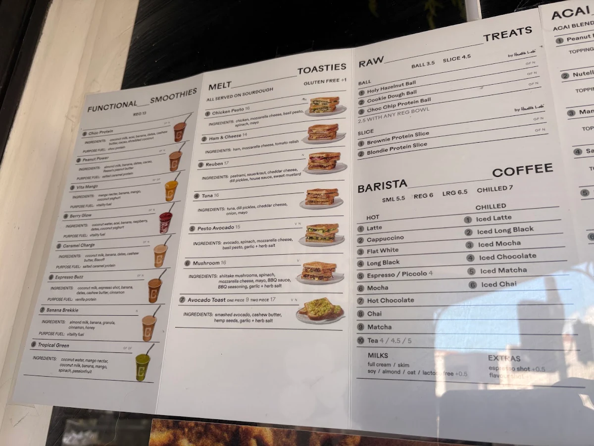 Menu, Acai Bros Port Melbourne