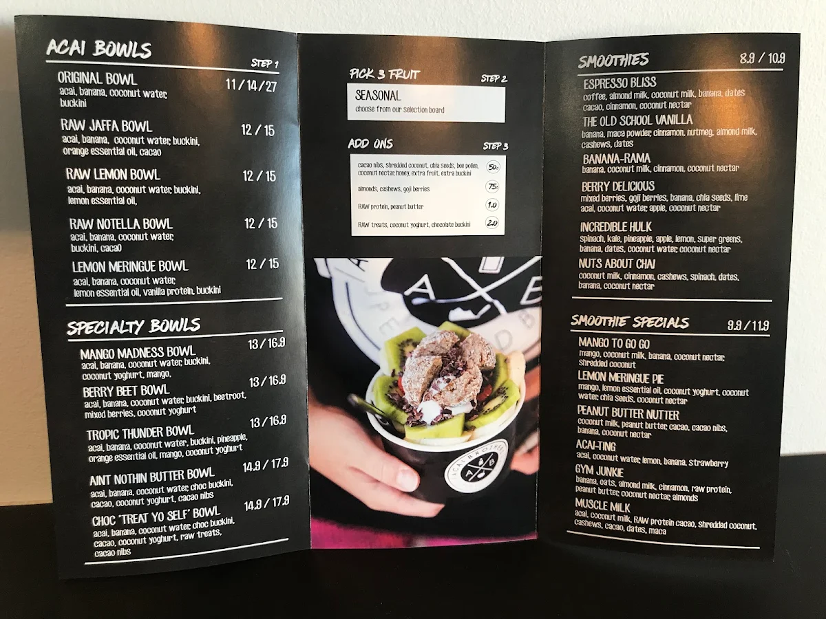 Menu, Acai Bros Port Melbourne