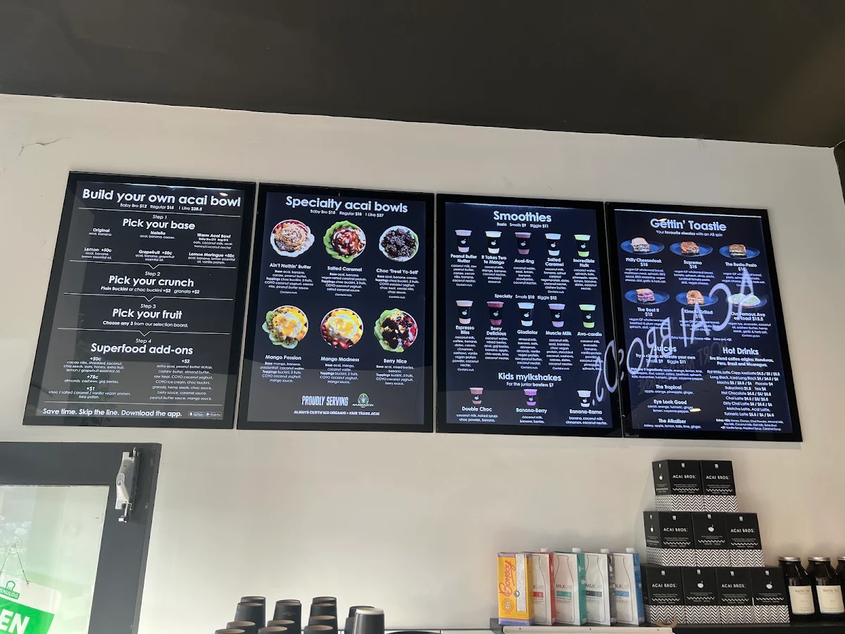 Menu, Acai Bros Port Melbourne