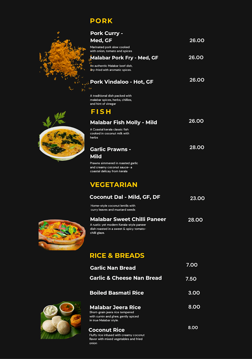 Menu, Spicy N Saucy