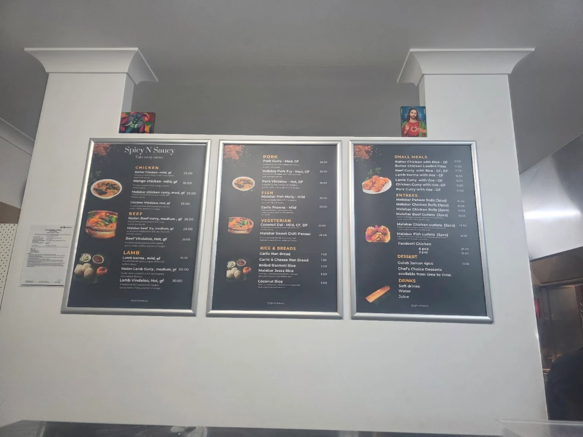 Menu, Spicy N Saucy