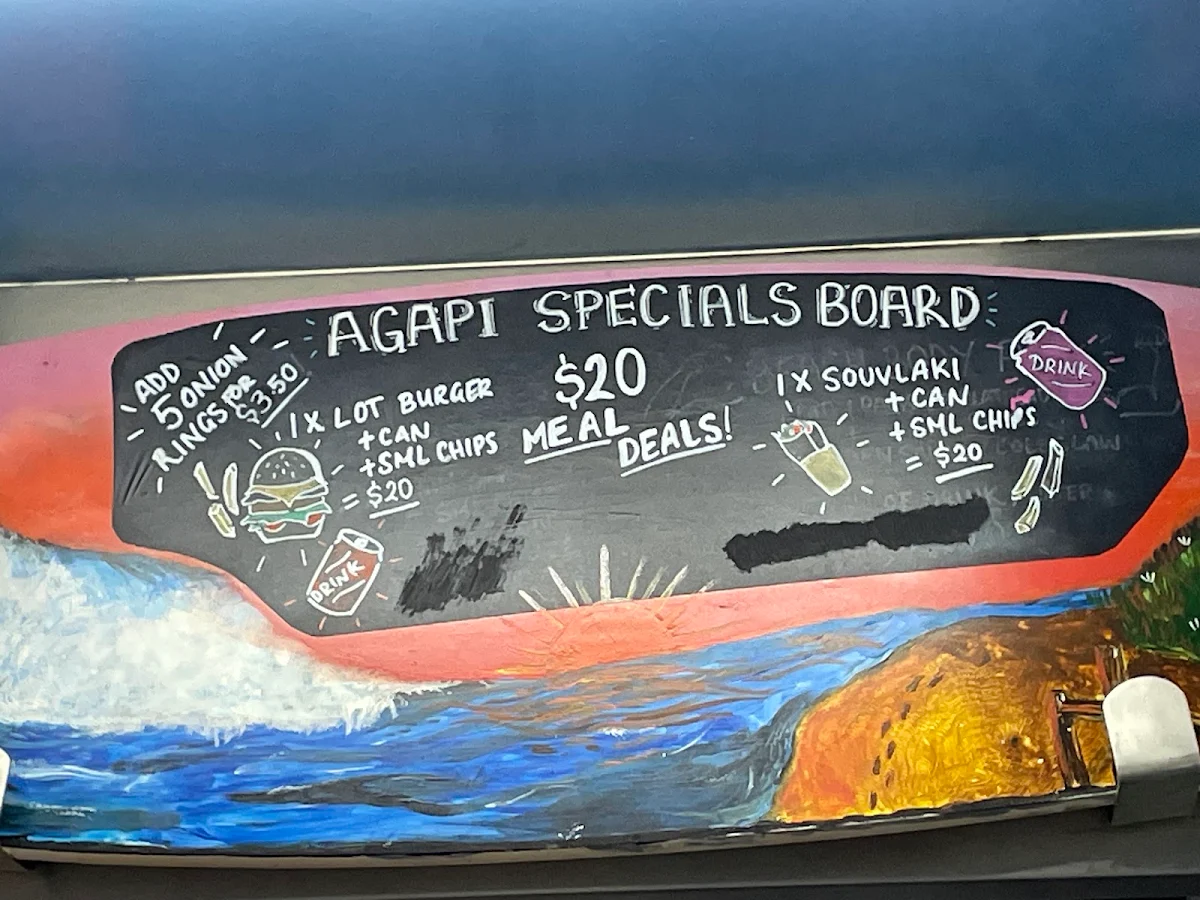 Menu, Agapi Fish & Chips