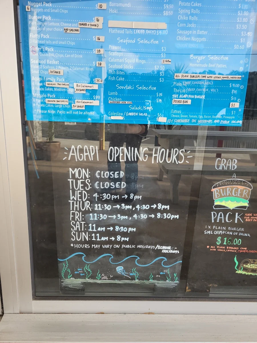 Menu, Agapi Fish & Chips