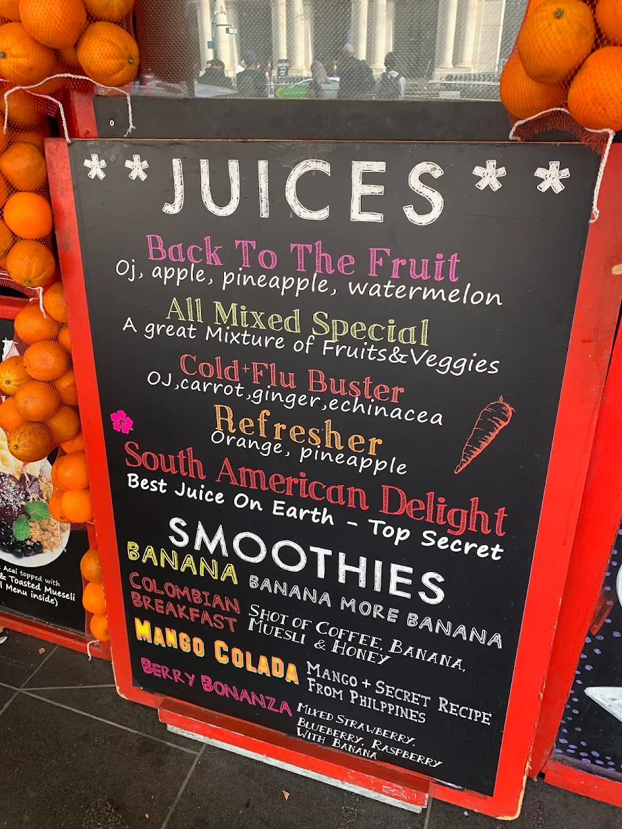 Menu, Tropicana Juice Food Bar Headquarter