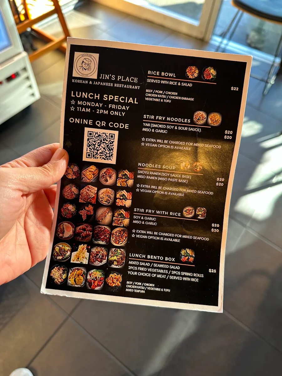 Menu, @ JIN'S PLACE