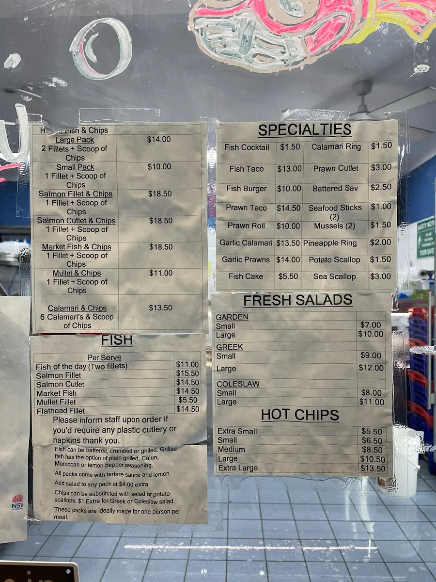 Menu, Darrons Seafood