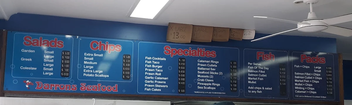 Menu, Darrons Seafood