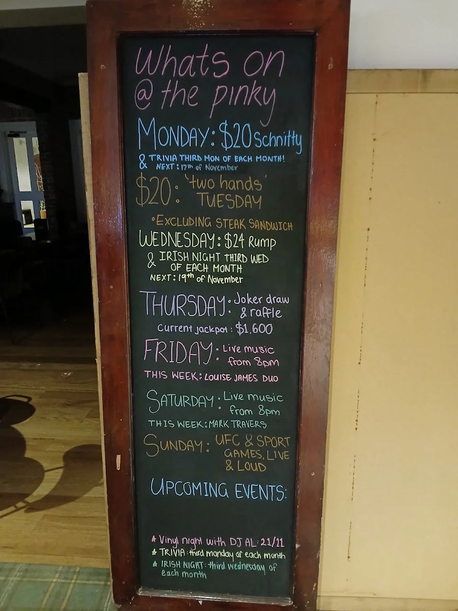 Menu, Moss Vale Hotel