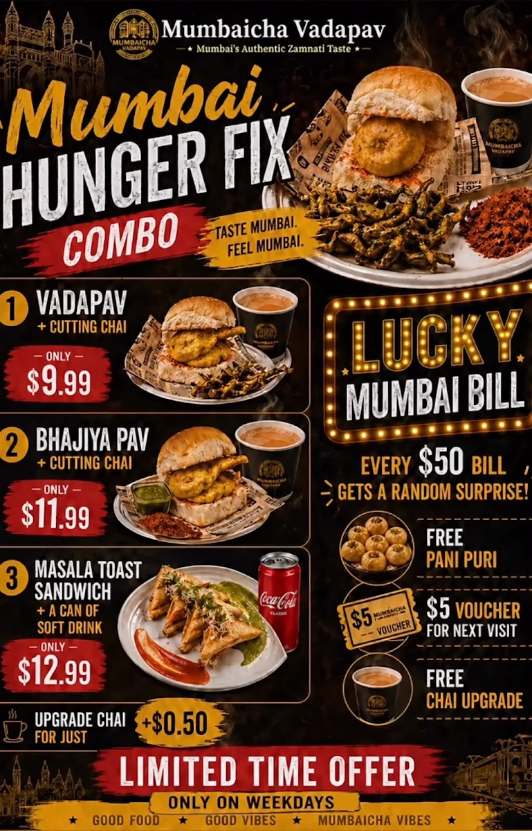 Menu, Mumbaicha Vadapav- Mumbai’s Authentic Zanzanit Taste