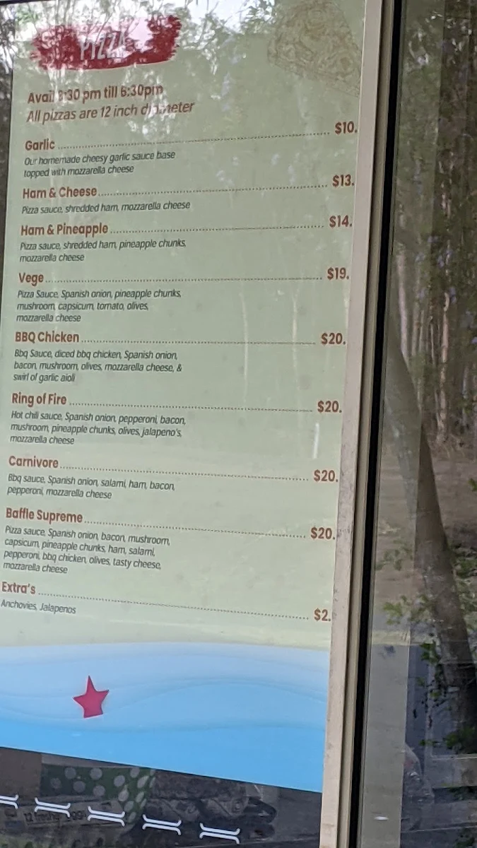 Menu, Wreck Rock Cafe