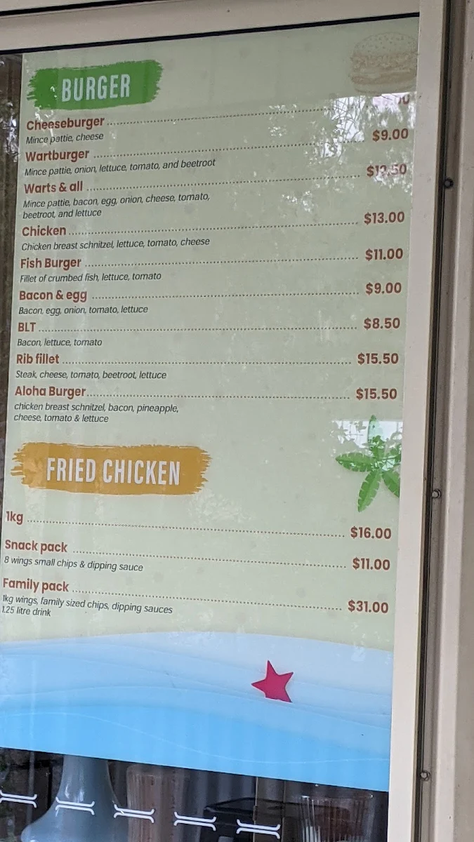 Menu, Wreck Rock Cafe