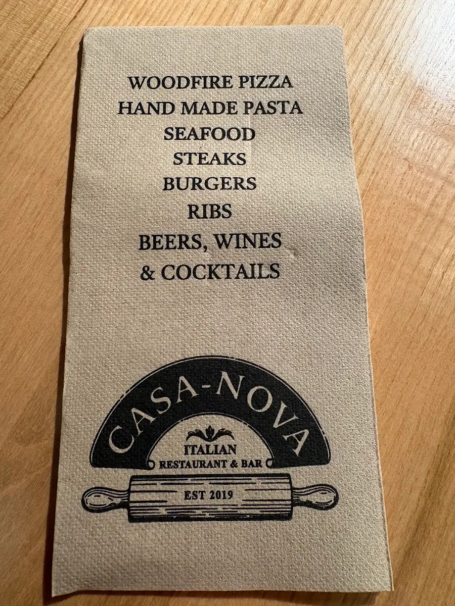 Menu, Casa Nova Italian Restaurant & Bar Circular Quay
