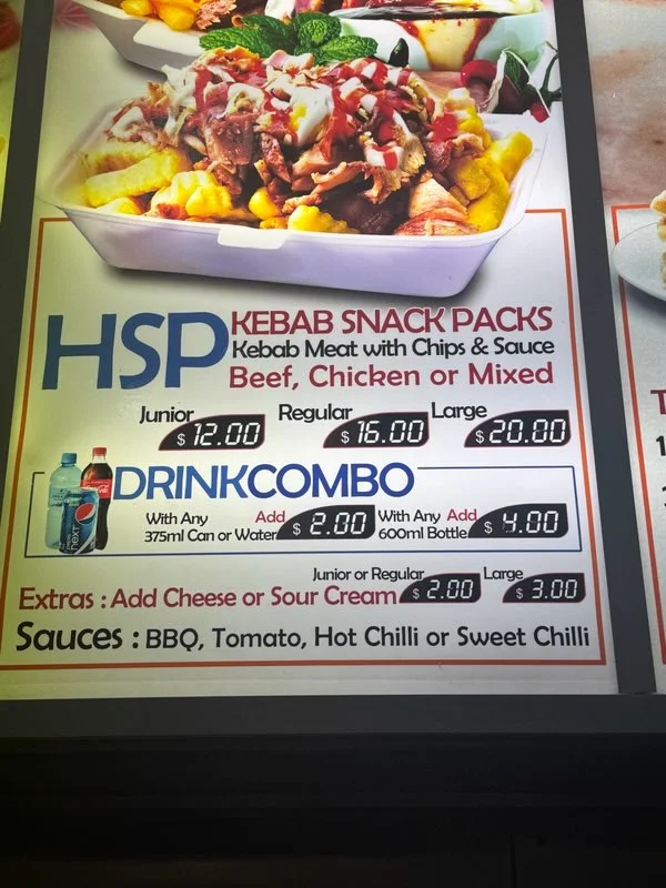 Menu, Moey’s Kebab & Pide