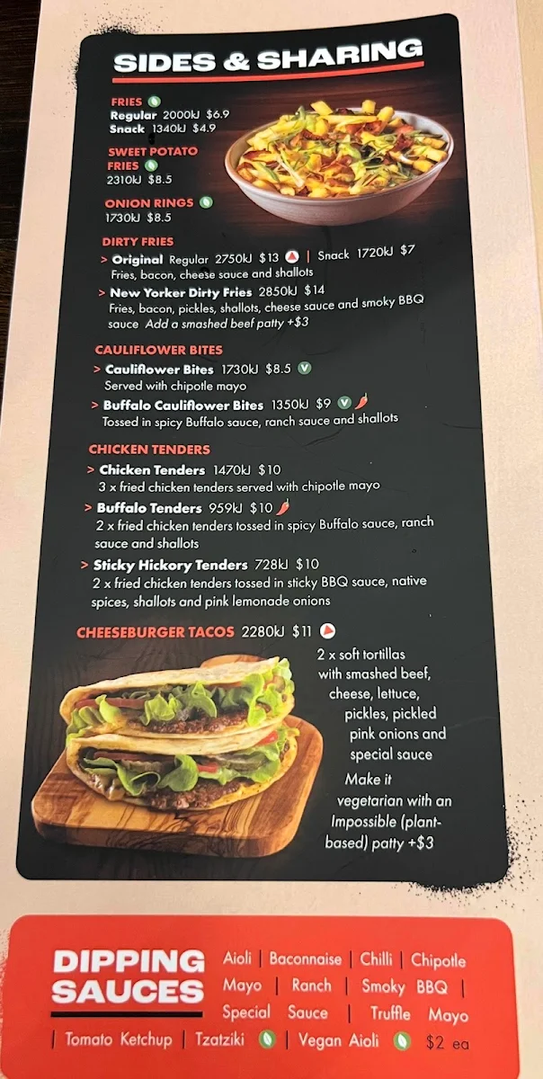 Menu, Burger Urge (Wilsonton)