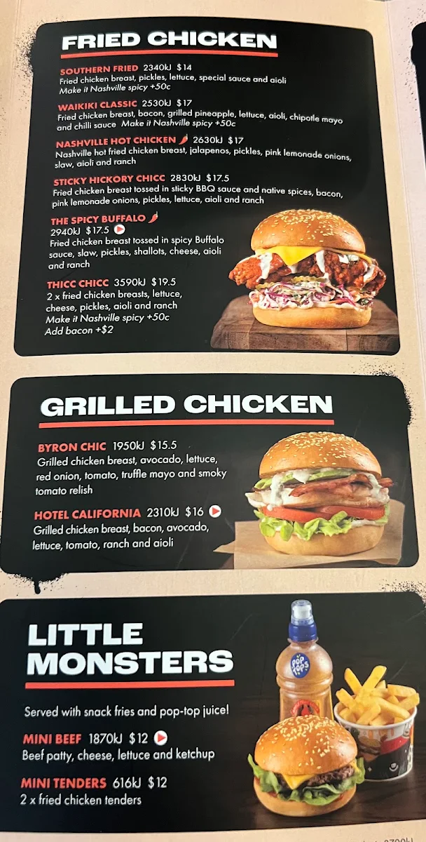 Menu, Burger Urge (Wilsonton)
