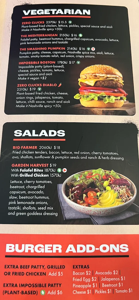 Menu, Burger Urge (Wilsonton)