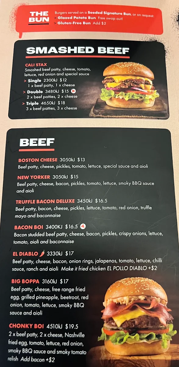 Menu, Burger Urge (Wilsonton)