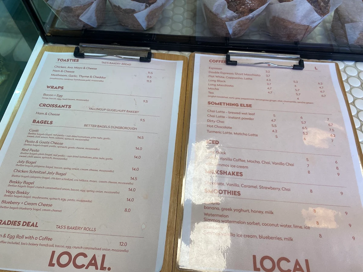 Menu, Local Dunsborough