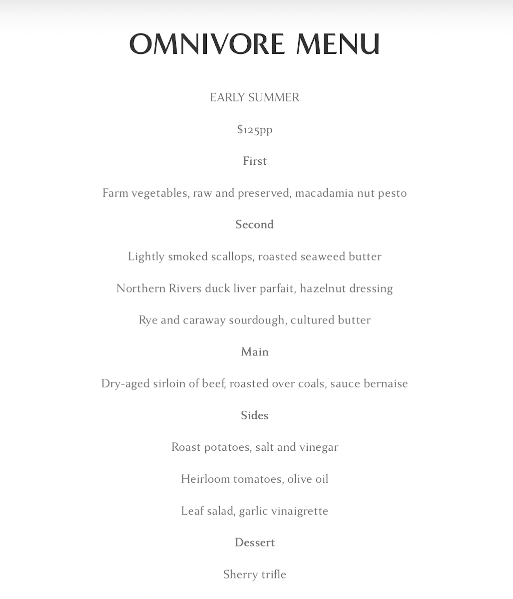 Menu, FRIDA'S FIELD