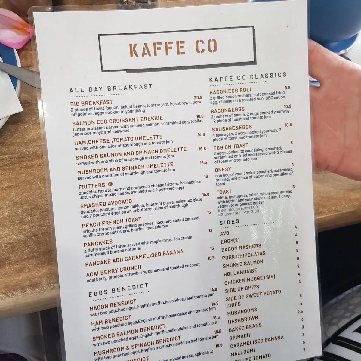 Menu, Kaffe Co